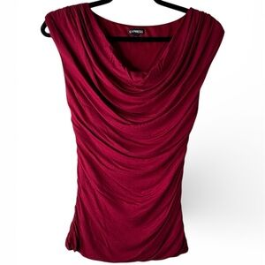 Express Women's Burgundy Cowl Neck Blouse